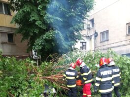 Autoturisme avariate de crengi rupte de ploaia torenţială, pe bulevardele Craiovei