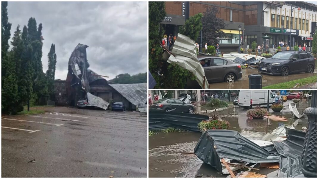 Furtuna a făcut ravagii la Sinaia. Copaci căzuți și persoane rănite ușor