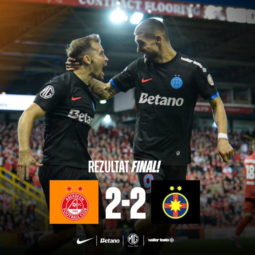 FCSB a remizat la Aberdeen, în play-off-ul Europa League