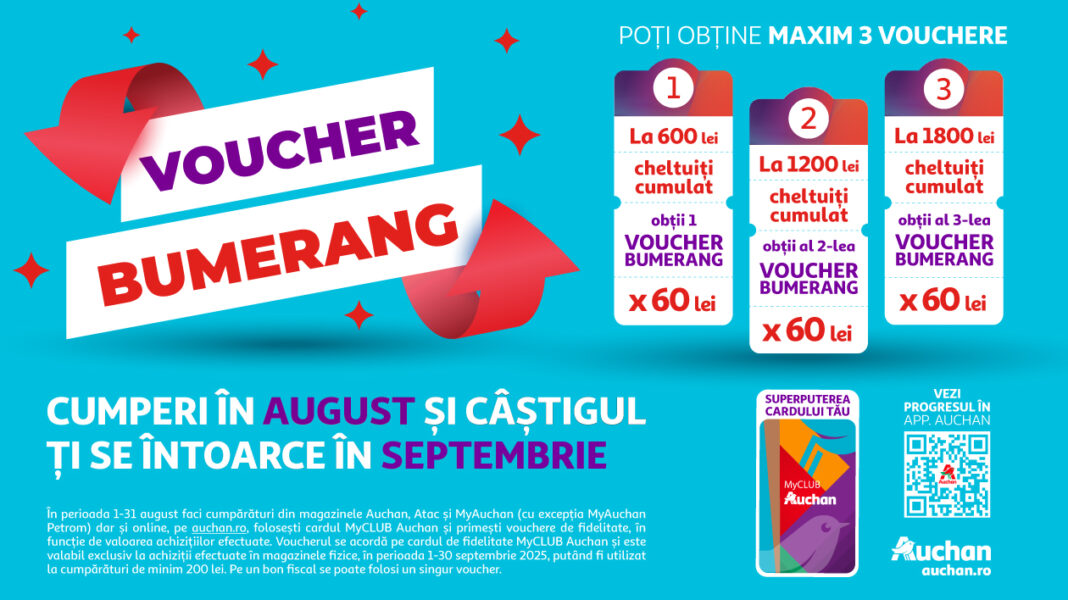 Cumpără în august de la Auchan și primești până la 180 lei înapoi în septembrie