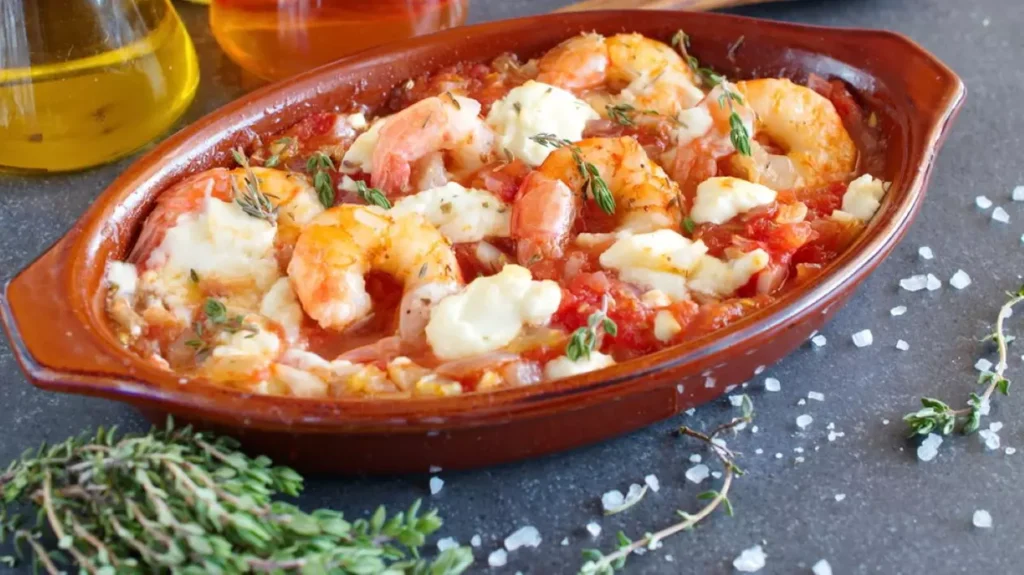 Rețetă Delicioasă de Creveți Saganaki cu Brânză Feta și Vin Alb