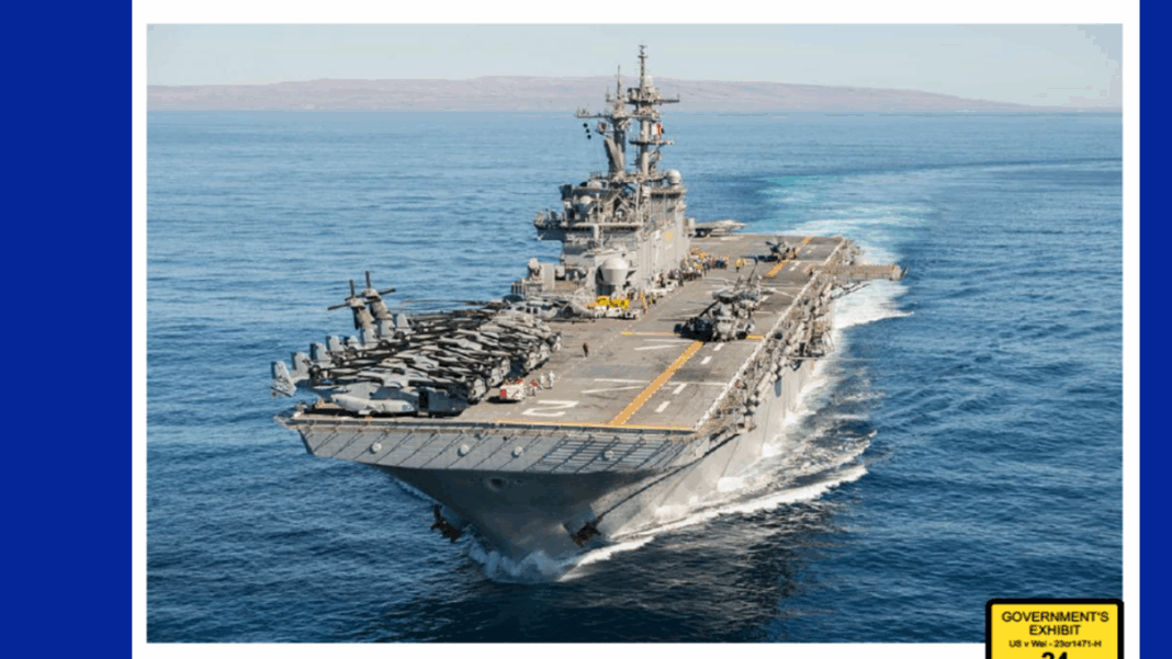 USS Essex prezentată în probele guvernamentale împotriva lui Jinchao Wei