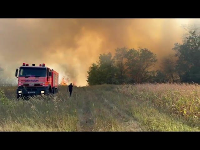 (VIDEO) Mehedinţi: Incendii de vegetaţie uscată la Vânjuleţ, Burila Mică şi Hinova. Vin în sprijin pompieri din Gorj şi Dolj