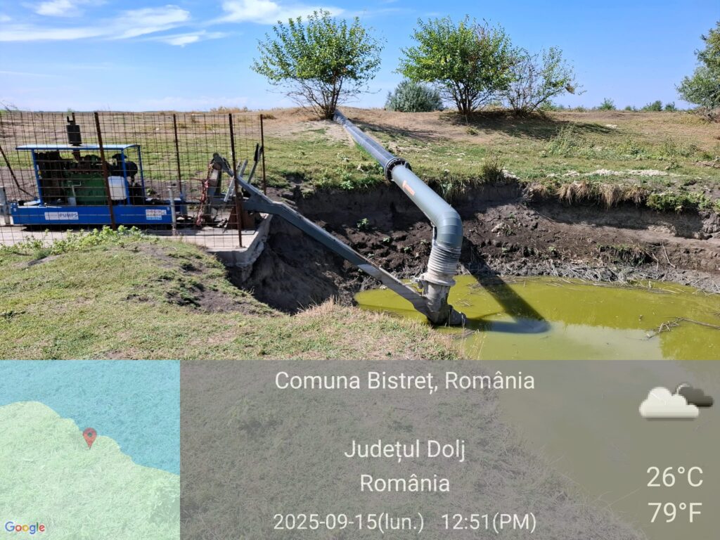 Administrația Bazinală de Apă Jiu a sistat irigațiile din polderul Bistreț