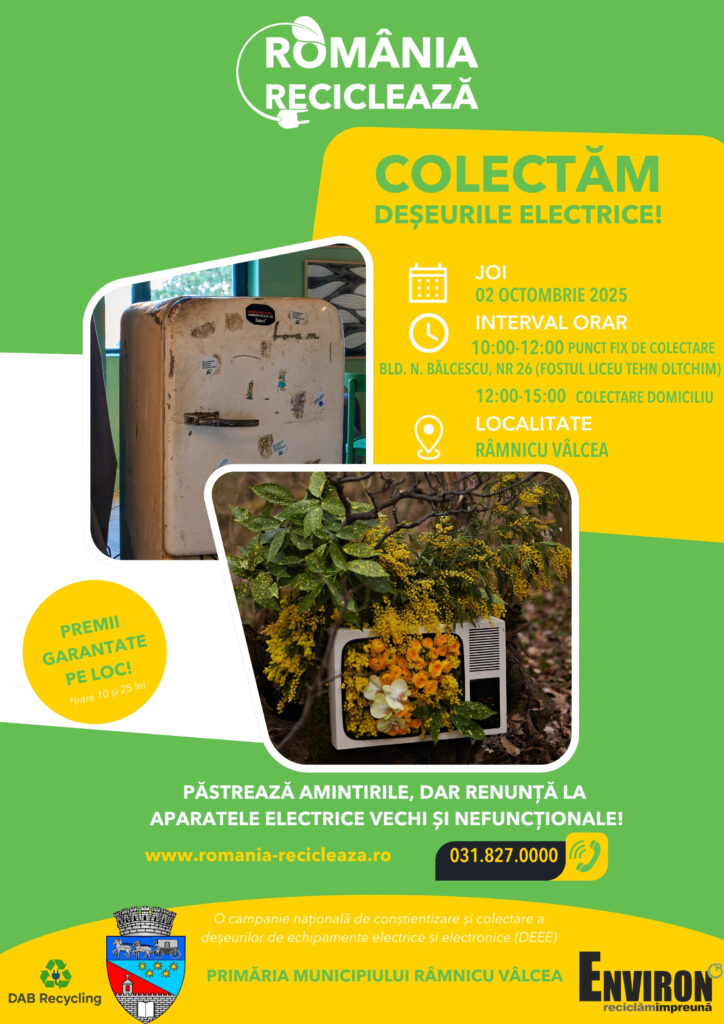 Campania de colectare pe bani a deșeurilor electrice și electronice revine în Râmnic