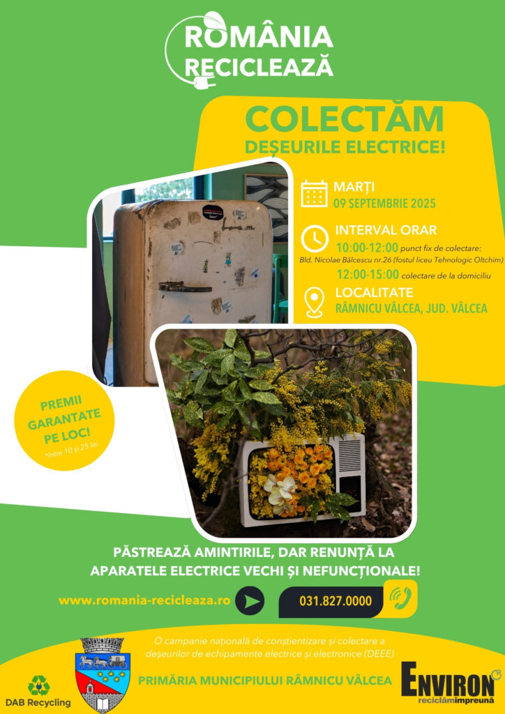 Râmnicu Vâlcea reciclează: Campanie de colectare a deșeurilor electrice și electronice
