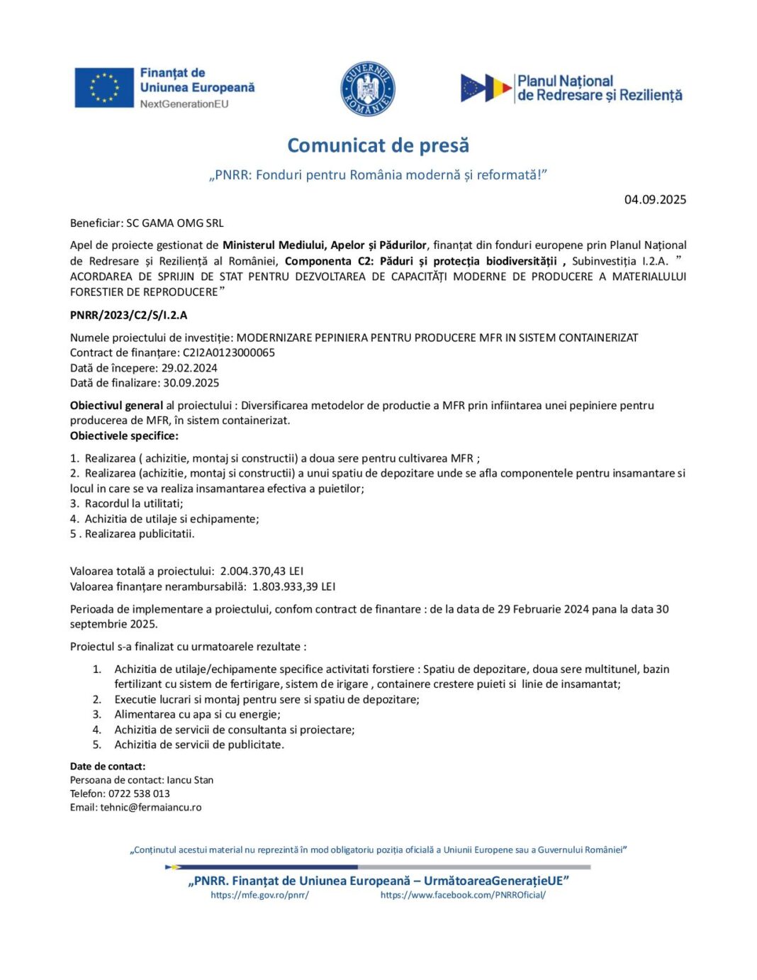 „PNRR: Fonduri pentru România modernă și reformată!” „PNRR: Fonduri pentru România modernă și reformată!”