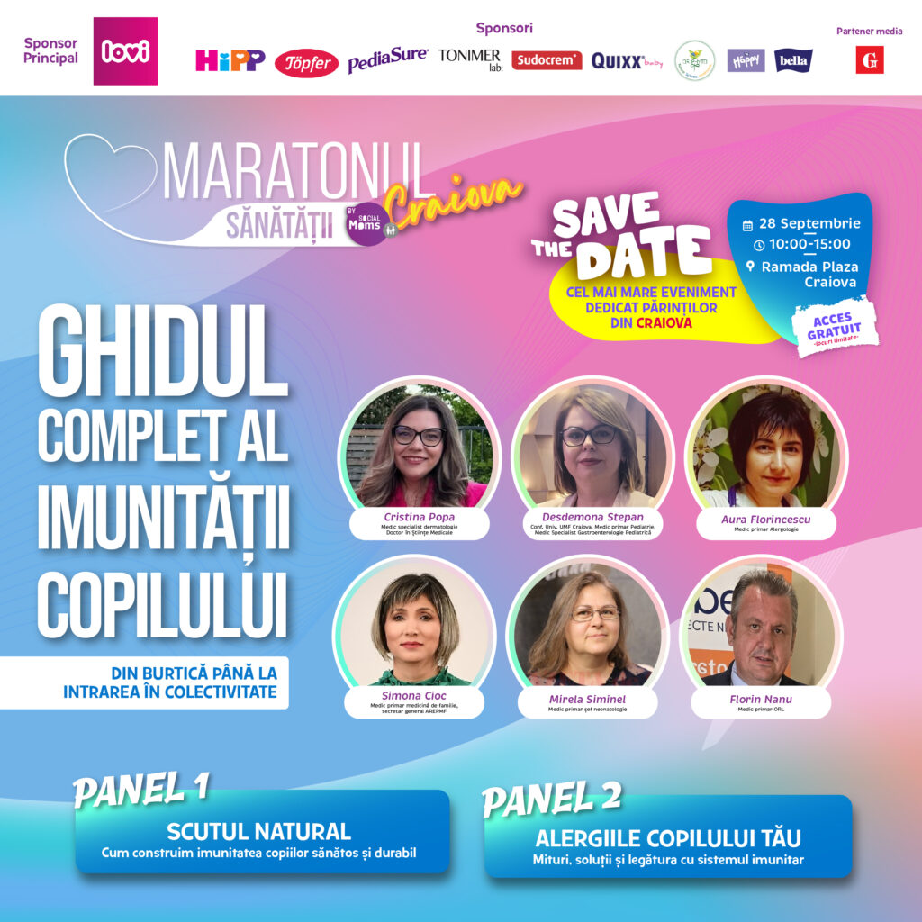 Maratonul Sănătății – „Ghidul complet al imunității copilului”, pentru prima dată la Craiova