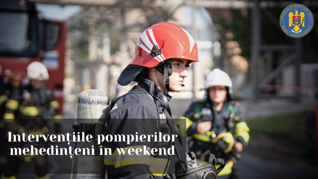 Misiunile pompierilor mehedințeni în weekend: opt incendii, două accidente rutiere și 30 de persoane asistate medical