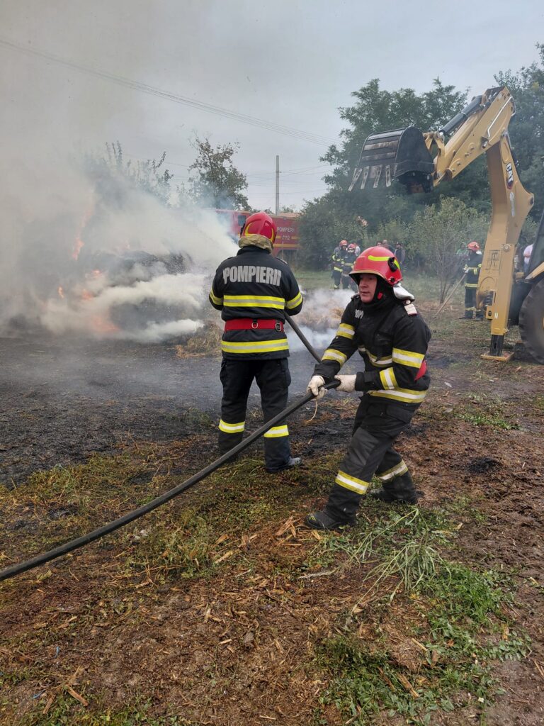 Incendiu la plante furajere în Afumați, sat Covei: pompierii acționează pentru stingere