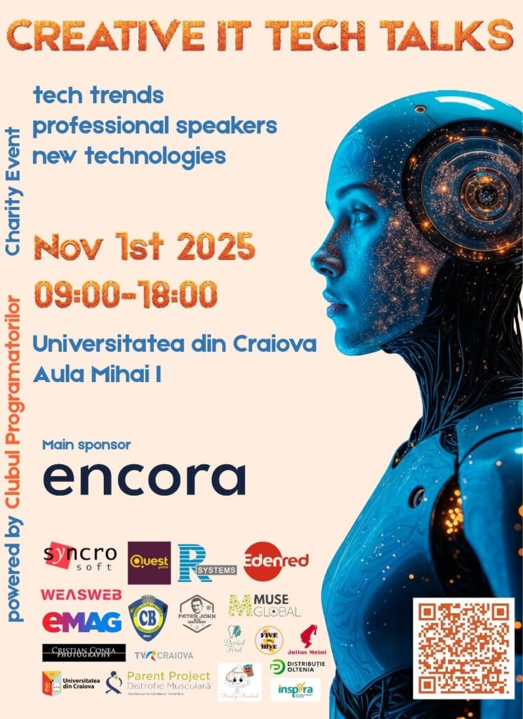 Clubul Programatorilor anunță conferința Creative IT Tech Talks – 1 noiembrie 2025, Universitatea din Craiova