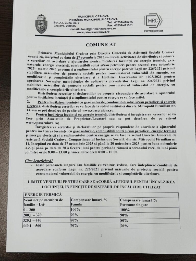 Câți bani se dau pentru ajutorul de căldură