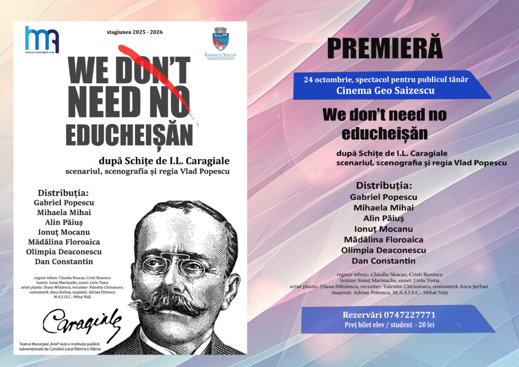 Vâlcea: Teatrul Municipal „Ariel” prezintă o premieră pentru publicul tânăr