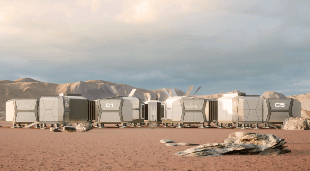 O randare digitală a unuia dintre conceptele de habitat ale MARS-V