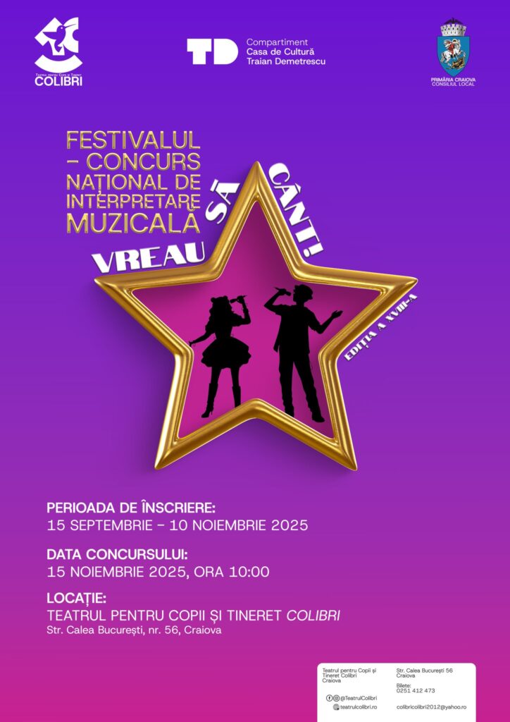 Craiova: Festival de muzică și spectacol de teatru, la Colibri