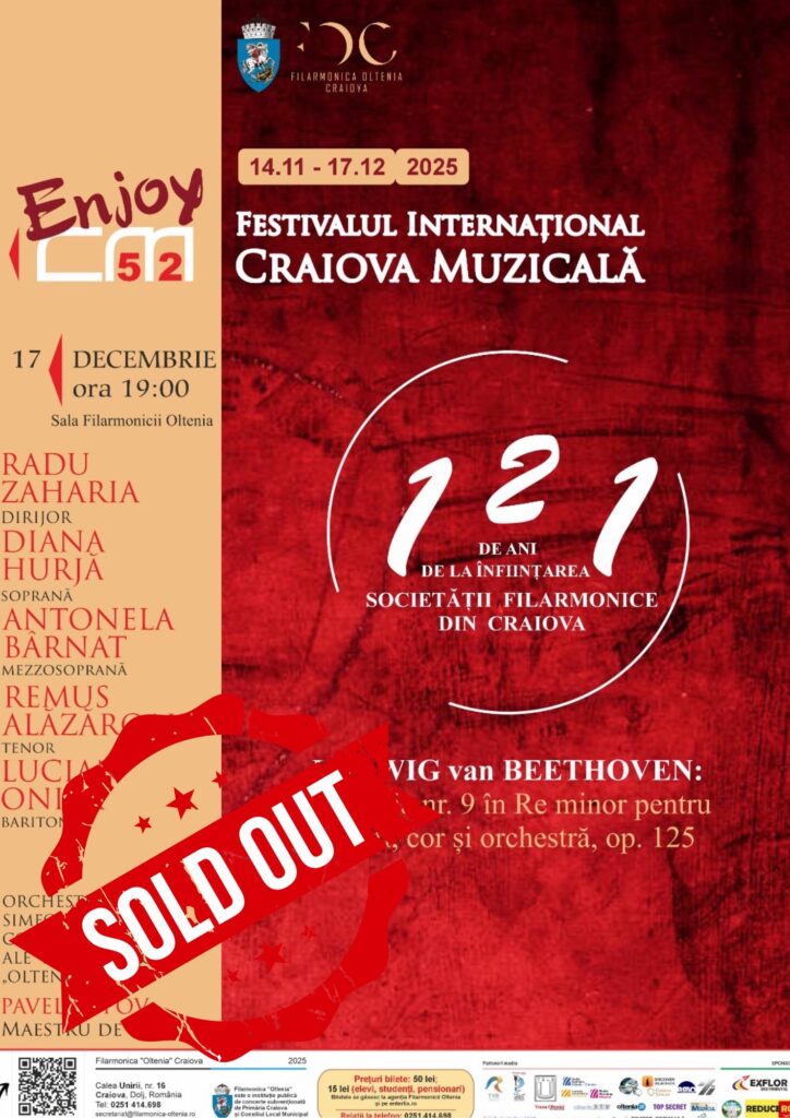 O săptămână aniversară la Filarmonica „Oltenia”: Beethoven și colinde pentru sufletul Craiovei