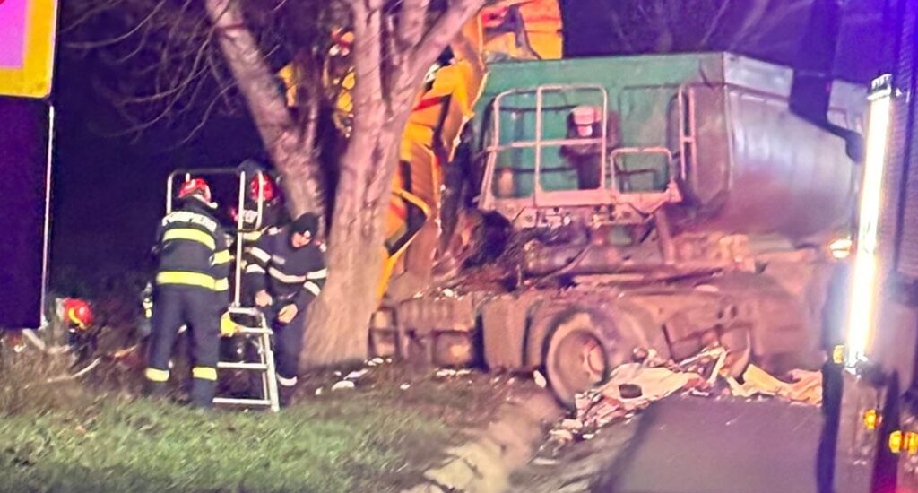 Un mort și un rănit în coliziunea dintre o autoutilitară și un camion