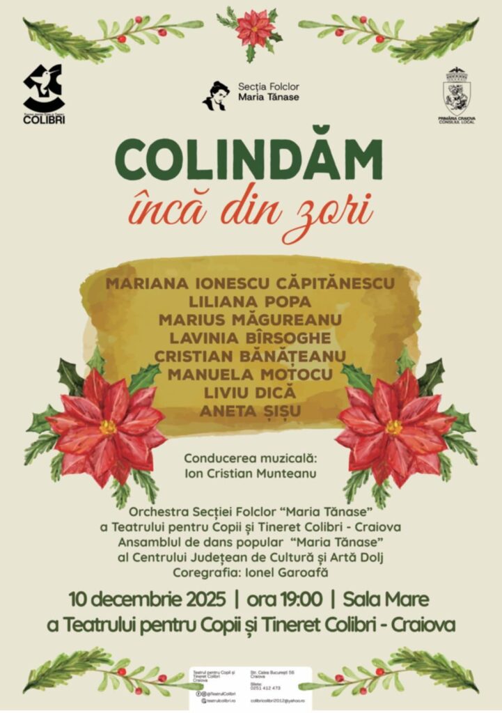 „Colindăm încă din zori“, spectacol pe scena Teatrului Colibri Craiova
