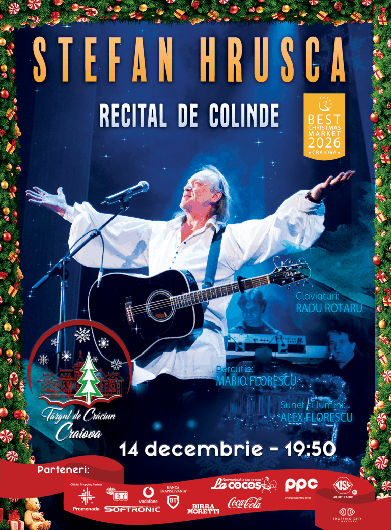 (VIDEO) Trei zile de spectacole la Târgul de Crăciun din Craiova. Ștefan Hrușcă, Lora și Edward Sanda vin în Centrul Vechi