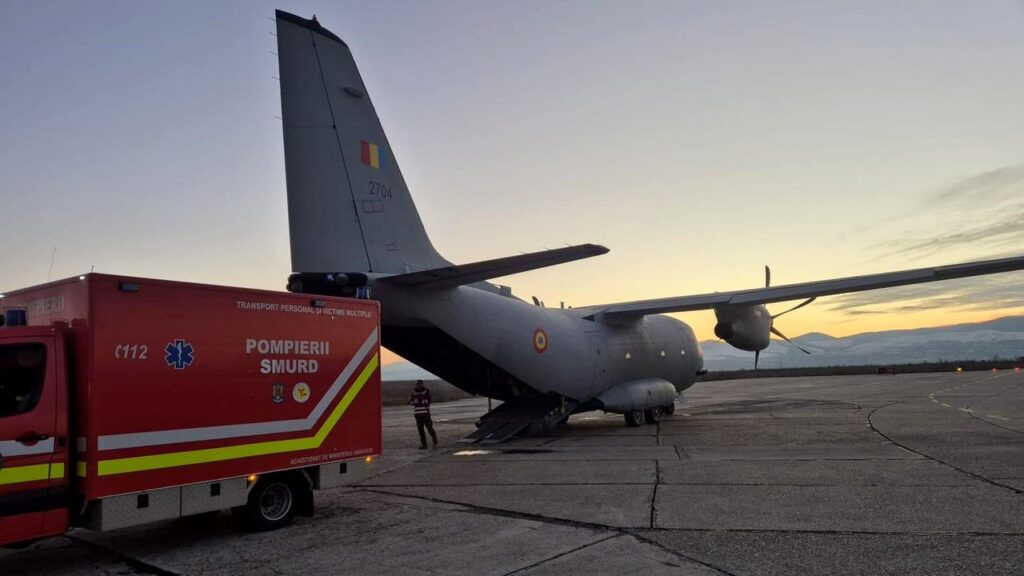 Misiune umanitară a Forțelor Aeriene Române: pacienți cu arsuri transportați spre tratament în Belgia