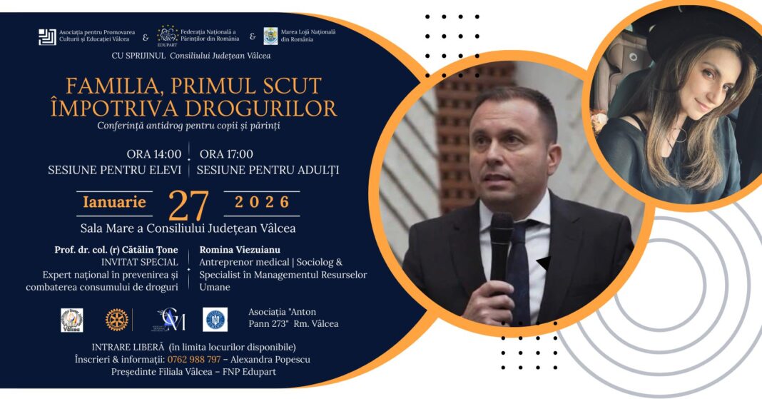 „Familia, Primul Scut Împotriva Drogurilor” – conferință antidrog la Vâlcea