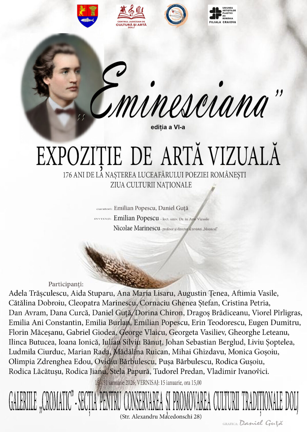 „Eminesciana” și „Eminesciana junior”, expoziții dedicate Zilei Culturii Naționale, la Craiova