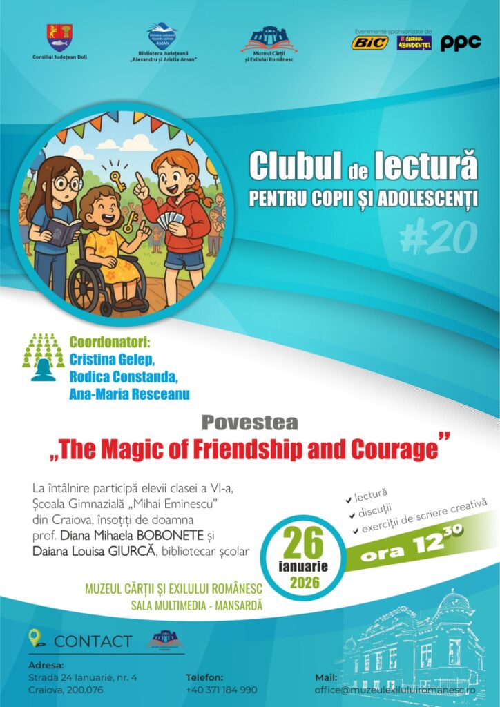 Club de lectură în limba engleză pentru copii și adolescenți, la Muzeul Cărții și Exilului Românesc