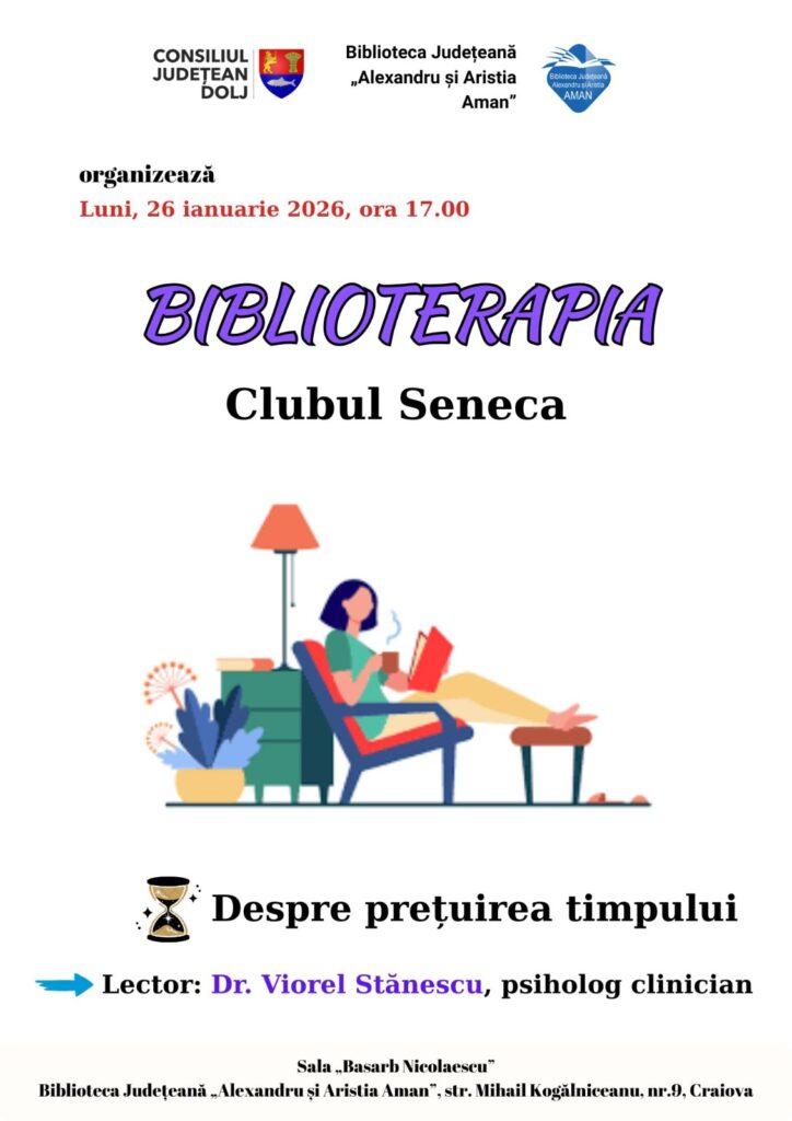 Cartea, leac pentru suflet”. Biblioteca Județeană Aman lansează Clubul de Biblioterapie – Seneca