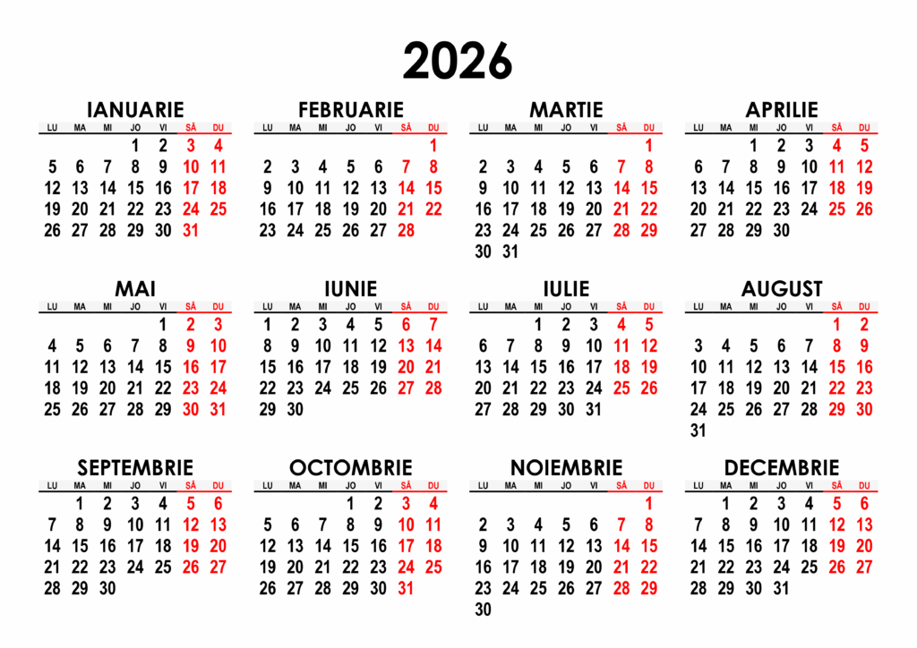 Libere legale 2026. Calendarul zilelor libere și al minivacanțelor din acest an