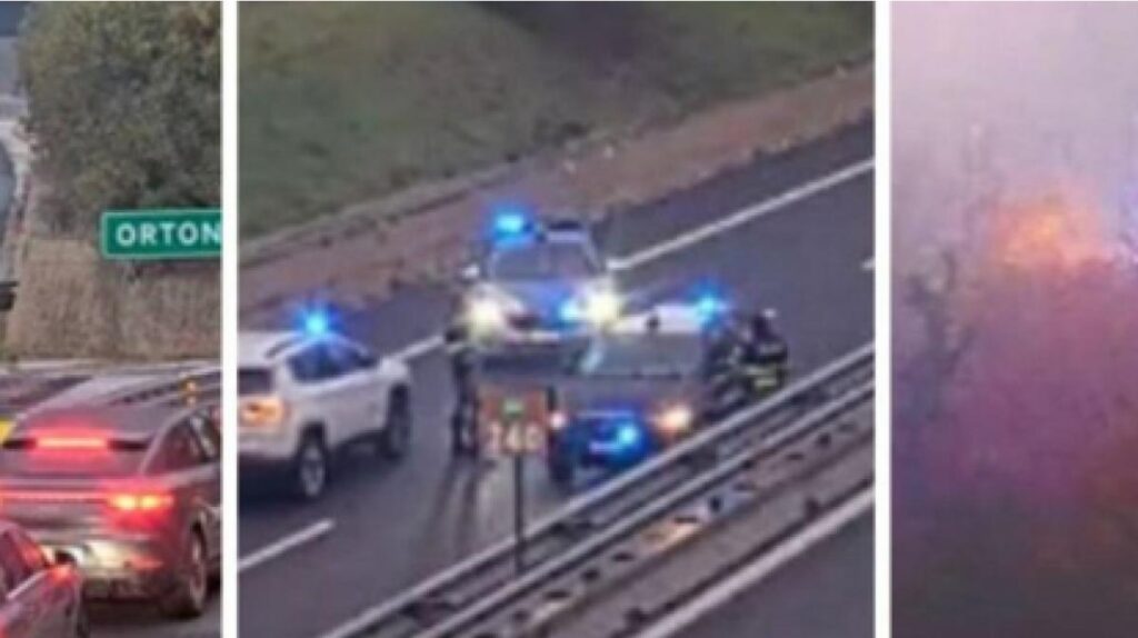 Jaf ca în filme pe o autostradă! Hoţii au folosit cuie și fumigene ca să oprească o mașină de valori