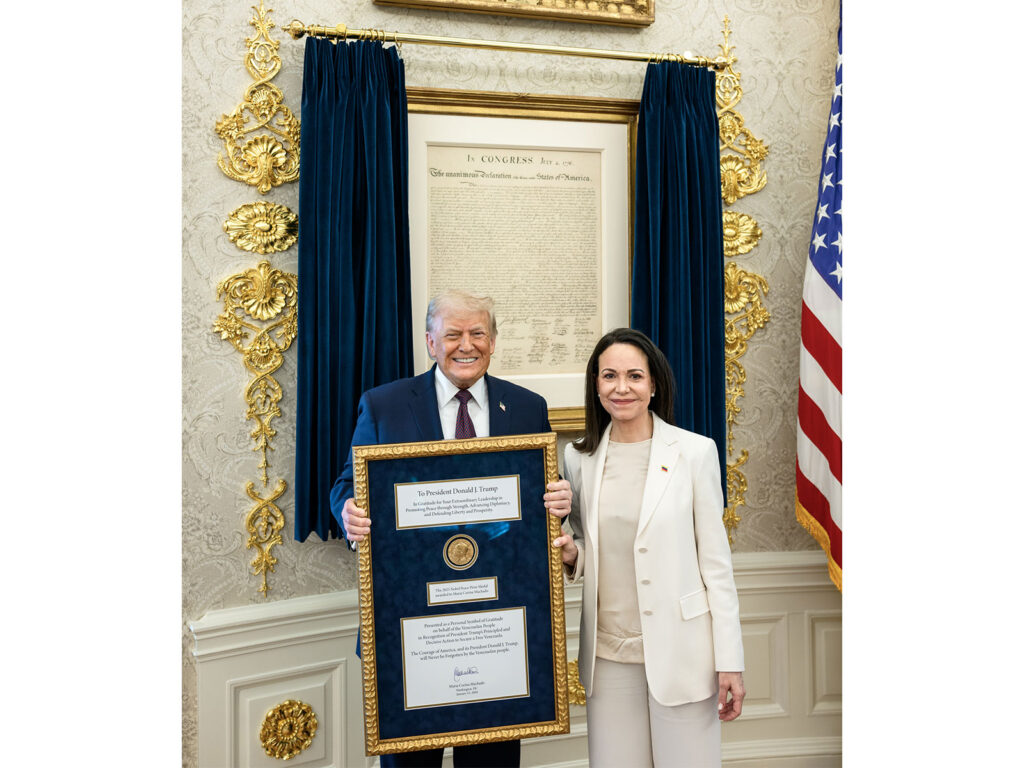 Donald Trump e fericit: Lidera opoziţiei venezuelene, María Corina Machado, i-a donat Premiul Nobel pentru Pace