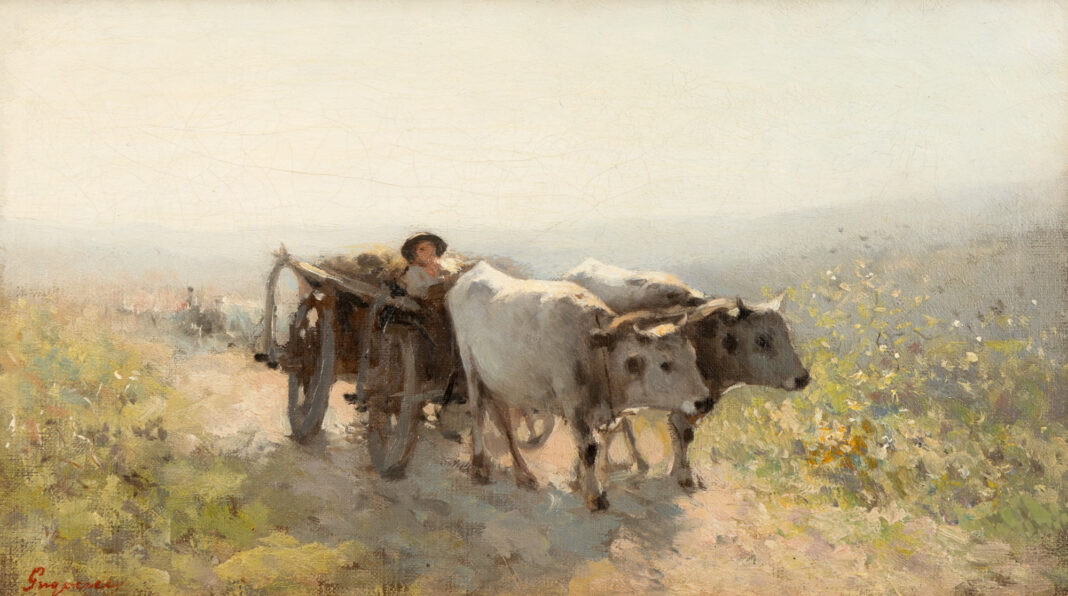 Car cu boi pe cale de dimineață, de Nicolae Grigorescu
