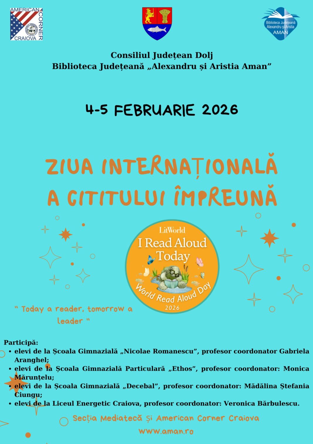 Ore de lectură în limba română și engleză, organizate online pentru elevi din Craiova