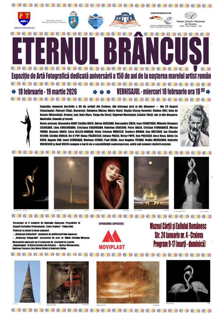 „Eternul Brâncuși” – expoziție aniversară la Muzeul Cărții și Exilului Românesc Craiova