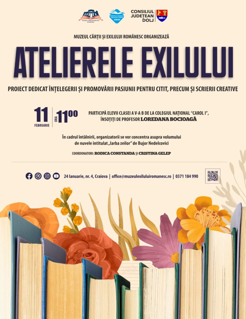 Craiova: „Atelierele exilului” – Muzeul Cărții și Exilului Românesc invită elevii la prima întâlnire