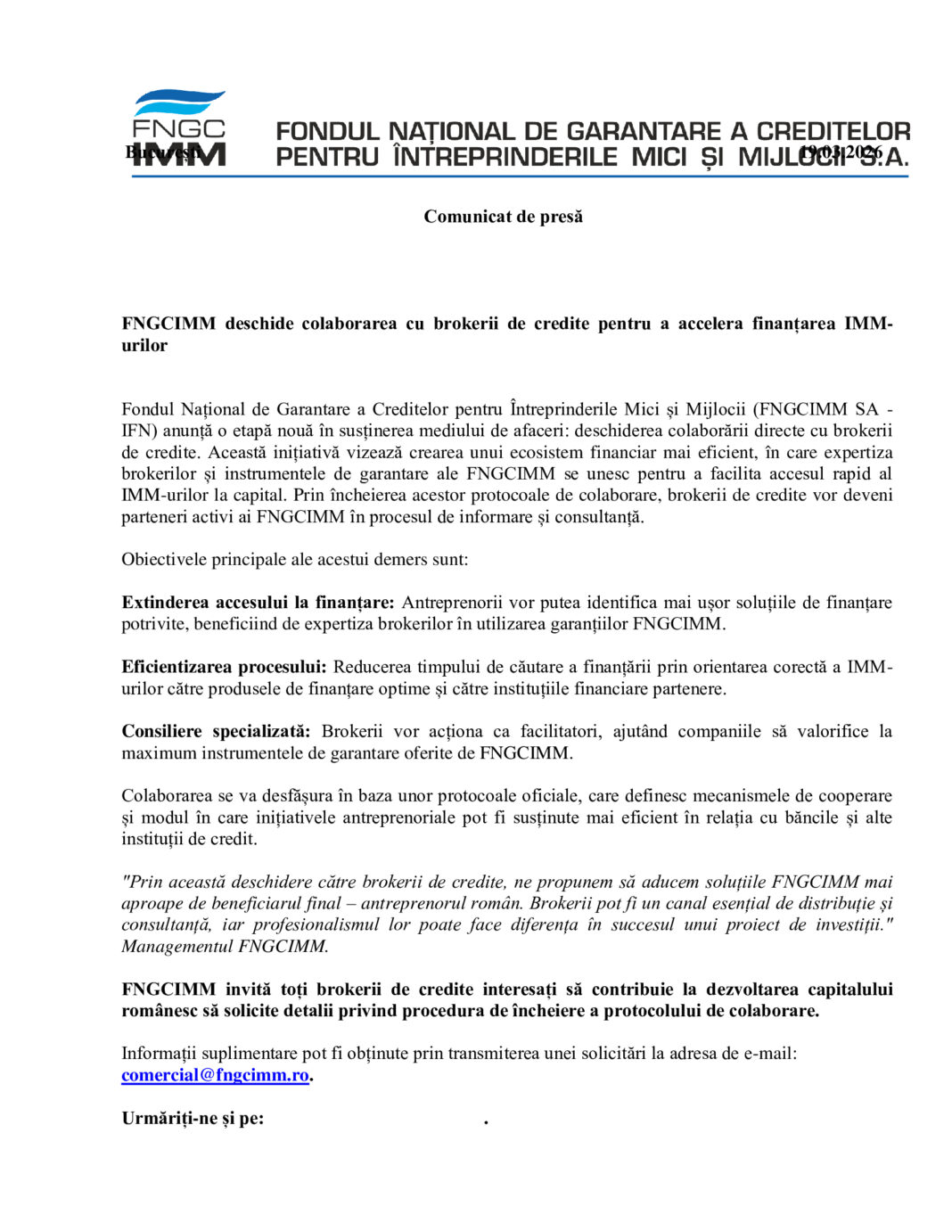 FNGCIMM deschide colaborarea cu brokerii de credite pentru a accelera finanțarea IMM-urilor