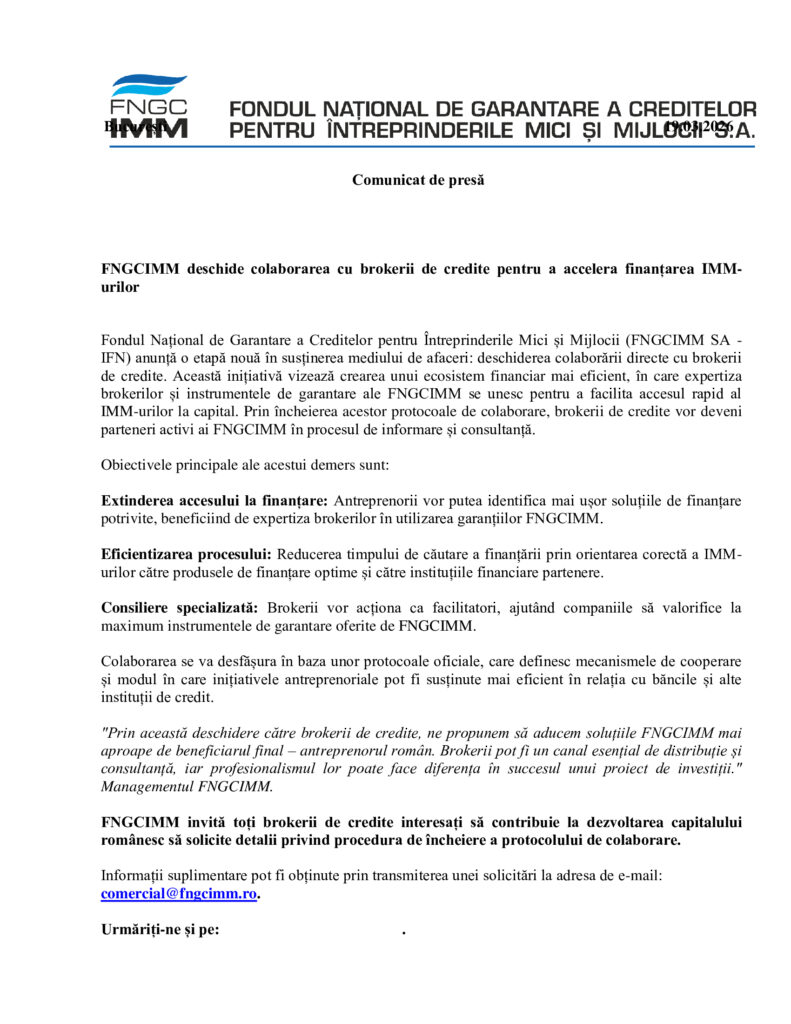 FNGCIMM deschide colaborarea cu brokerii de credite pentru a accelera finanțarea IMM-urilor