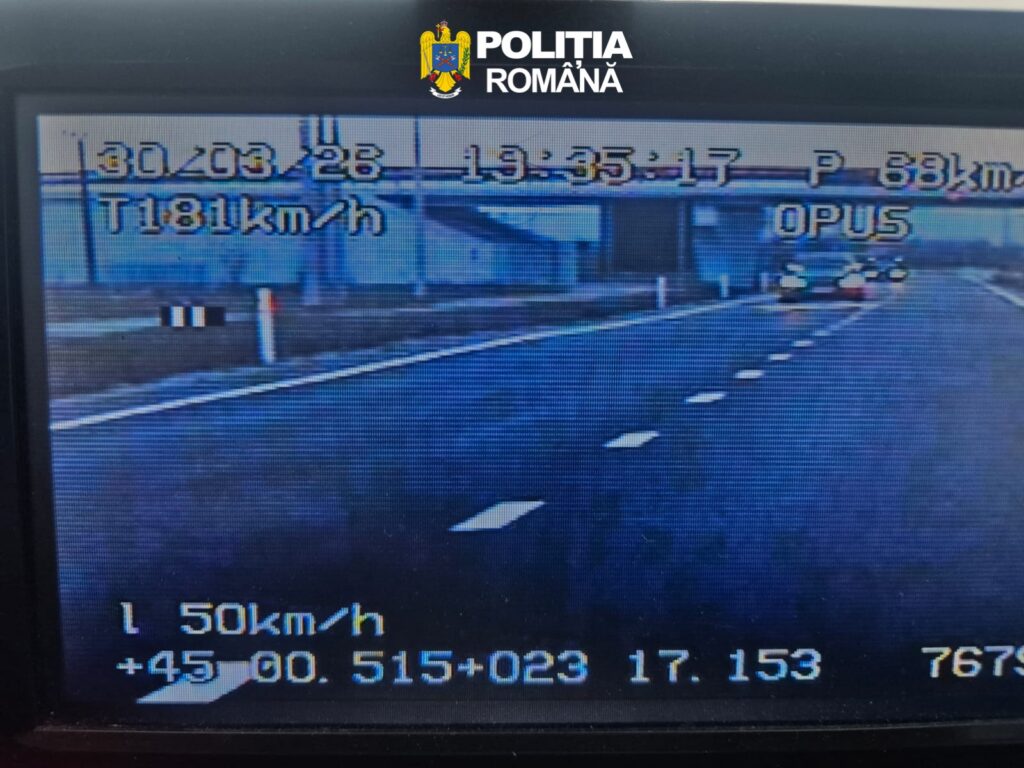Gorj: Depășire extremă pe VO 66 B: șofer prins cu 181 km/h