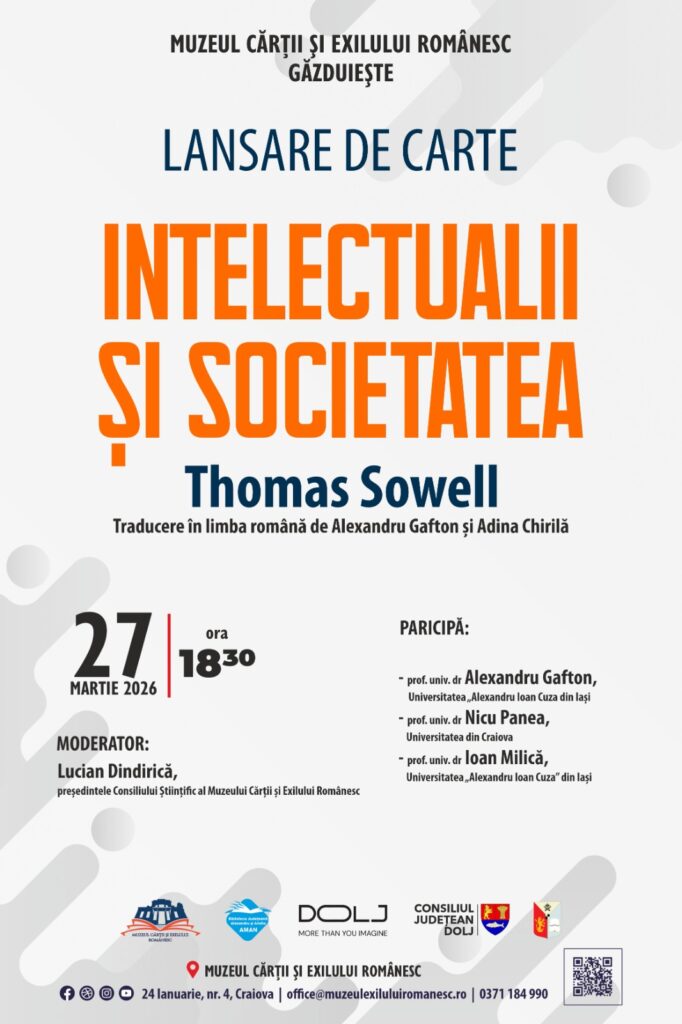 Lansare de carte la Craiova: „Intelectualii și societatea” de Thomas Sowell