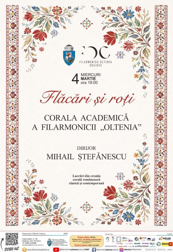 Concert a cappella „Flăcări și roți” la Filarmonica Oltenia