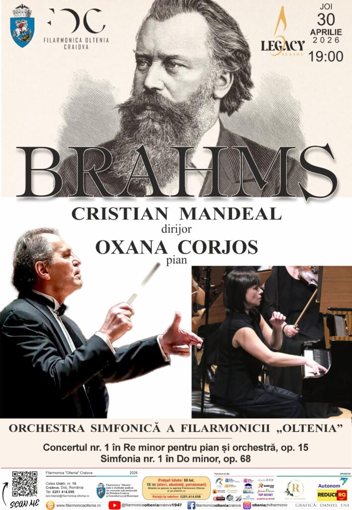 Brahms la superlativ la Filarmonica Oltenia: Cristian Mandeal dirijează un concert-eveniment la Craiova
