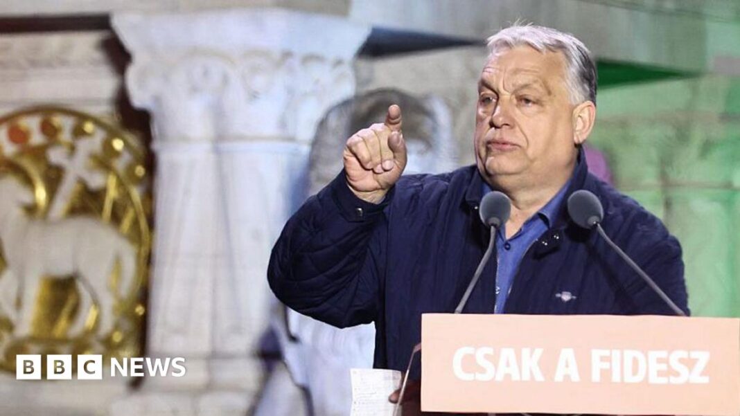 Viktor Orbán a continuat cu temele sale de campanie familiare înainte de vot, atacând Bruxelles-ul și Ucraina