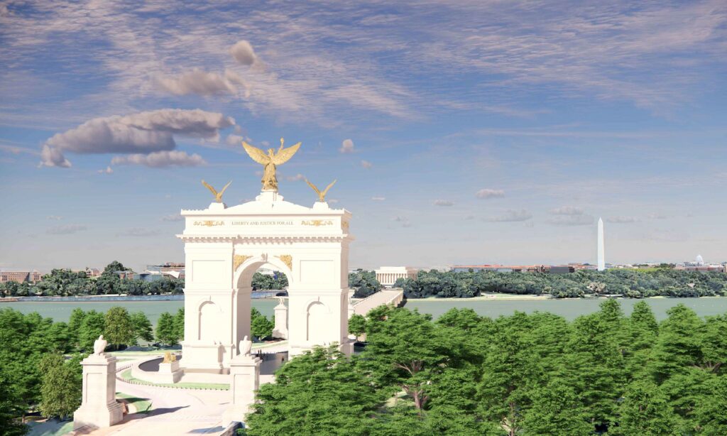 Noi imagini cu „Arcul de Triumf” propus de Donald Trump pentru Washington: proiect uriaș, controversat și contestat în instanță