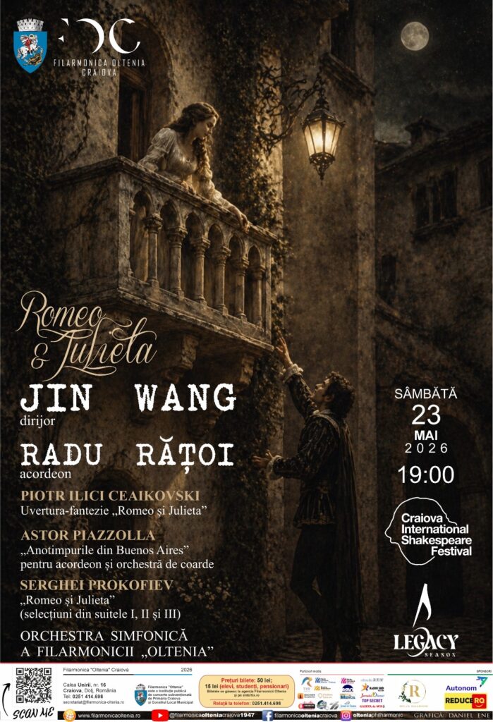 De la Shakespeare la Piazzolla: concert-eveniment la Filarmonica „Oltenia” din Craiova