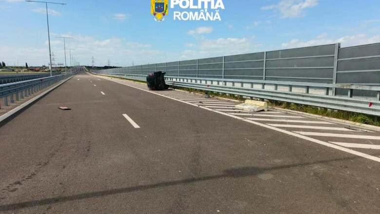 Un șofer s-a răsturnat cu mașina pe Autostrada Soarelui în timp ce fugea de polițiști