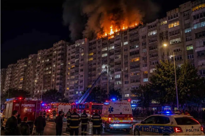 Dronă rusească prăbușită pe un bloc din Galați. Două persoane au fost rănite