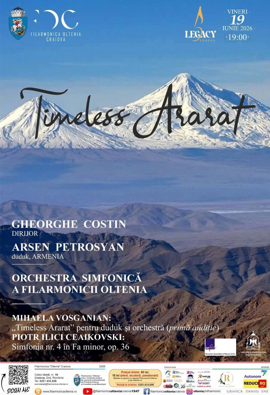 Timeless Ararat”, o călătorie muzicală între Orient și romantismul european, pe scena Filarmonicii Oltenia