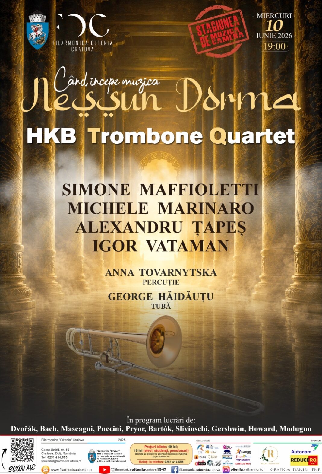 Muzicieni din Elveția, Italia, Republica Moldova, România și Ucraina promit o experiență sonoră spectaculoasă, de la Bach și Dvořák până la Louis Armstrong și „Fly Me to the Moon”