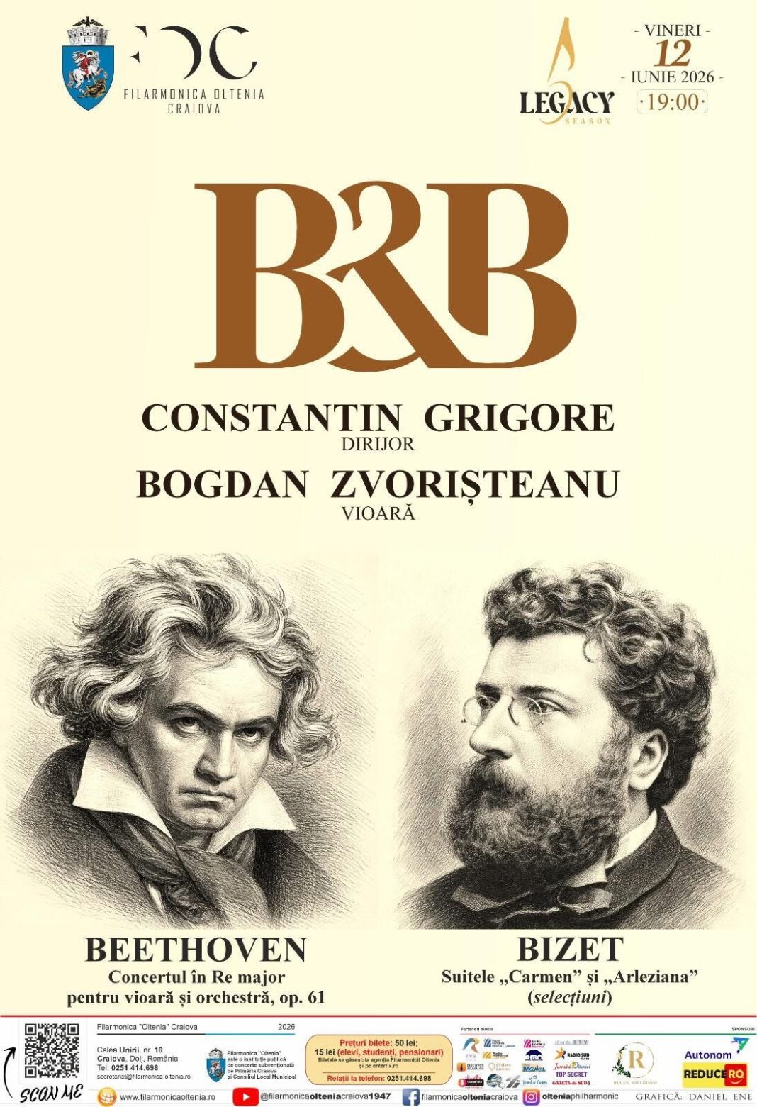 Violonistul internațional Bogdan Zvorișteanu și Orchestra Simfonică a Filarmonicii „Oltenia” promit un concert memorabil, între eleganța lui Beethoven și pasiunea din Carmen