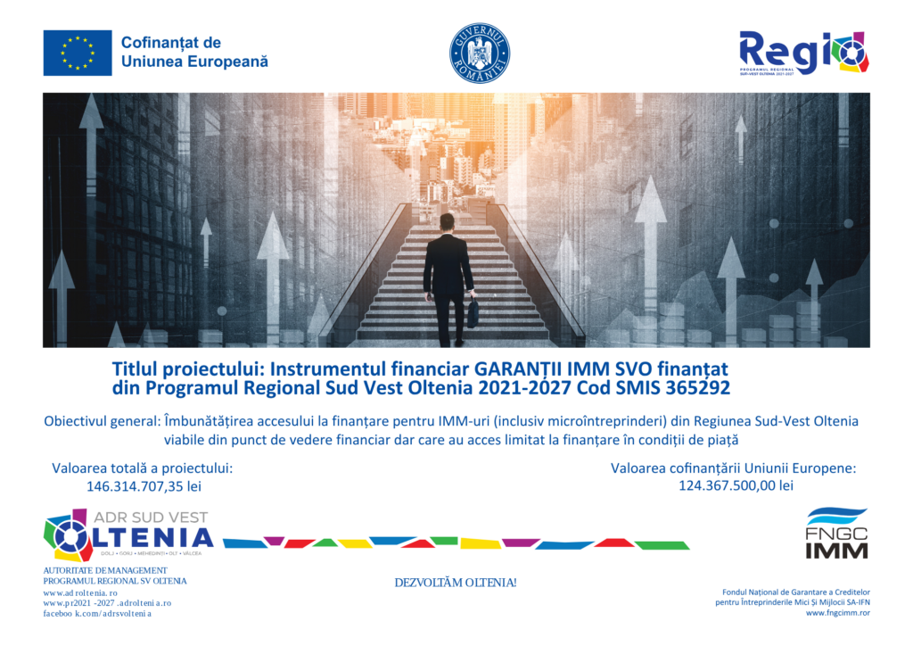 Lansarea proiectului „Instrumentul financiar GARANȚII IMM SVO finantat din Programul Regional Sud Vest Oltenia 2021-2027”